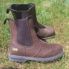 JCB Farley Brown Slip On DB Safety Dealer Chelsea Ankle Boots Size UK 12 BNWOT