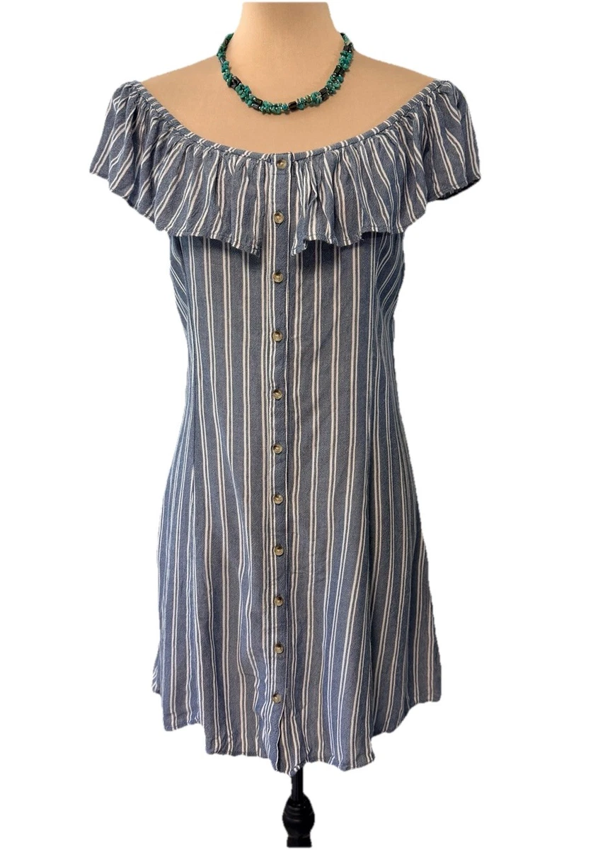 american eagle blue and white striped dress American Eagle Brand Blue & White Striped Dress Women's Size 6