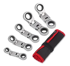 Stubby Wrenches Set, Flex Head Ratcheting Wrench Set Double Box End Ratchet Wren