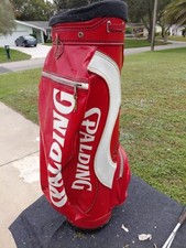Vintage Leather Spalding Golf Bag Red White 3 Way Made in USA