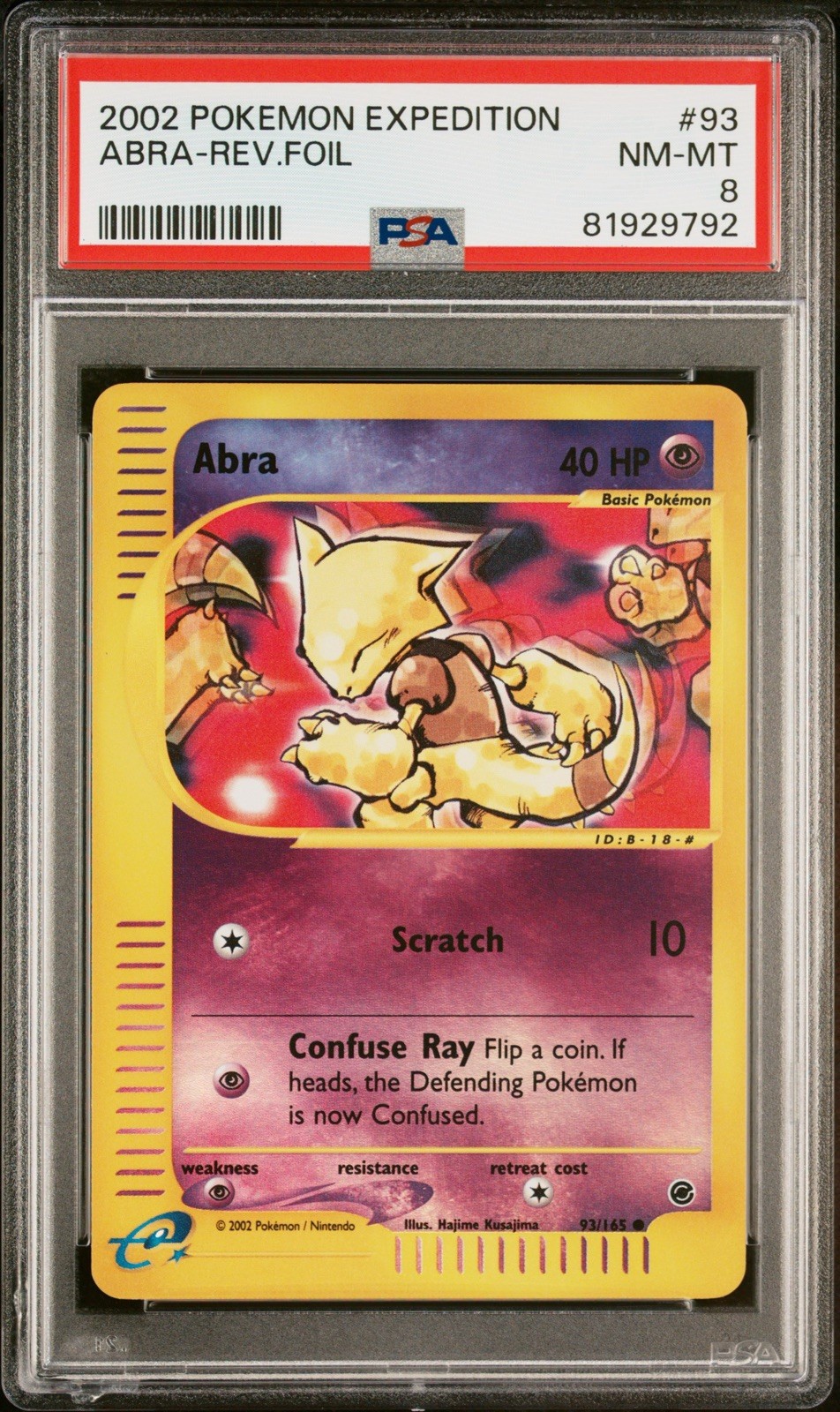 2002 POKEMON EXPEDITION #93 ABRA REVERSE FOIL PSA 8