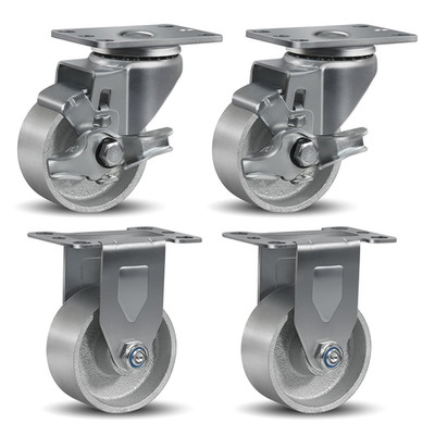 'S 3Inch Industrial Casters, Semi Steel Cast Iron Caster Wheels, Set of 4 Heavy 