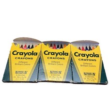 3X Vintage Crayola Crayons Brilliant Colors Binney Smith Box 8 count UNUSED