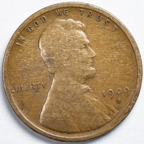 1909-S Very Good (VG) Lincoln Wheat Penny Cent San Francisco Mint