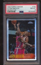 1996-97 Topps Chrome #192 Clyde Drexler REFRACTOR PSA 8