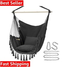 Hammock Chair Hanging Rope Swing, Max 500 Lbs, 2 Cushions Included, Large Mac...