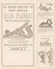 Metallic Plane Company, Auburn, N.Y. - 1882 Iron Plane Catalog - 16 Pages