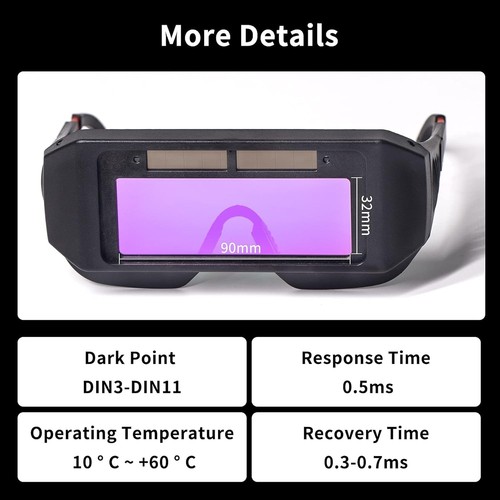 Professional Solar Powered Auto Darkening Welding Glasses - Dual Sensor Design - Picture 8 of 9