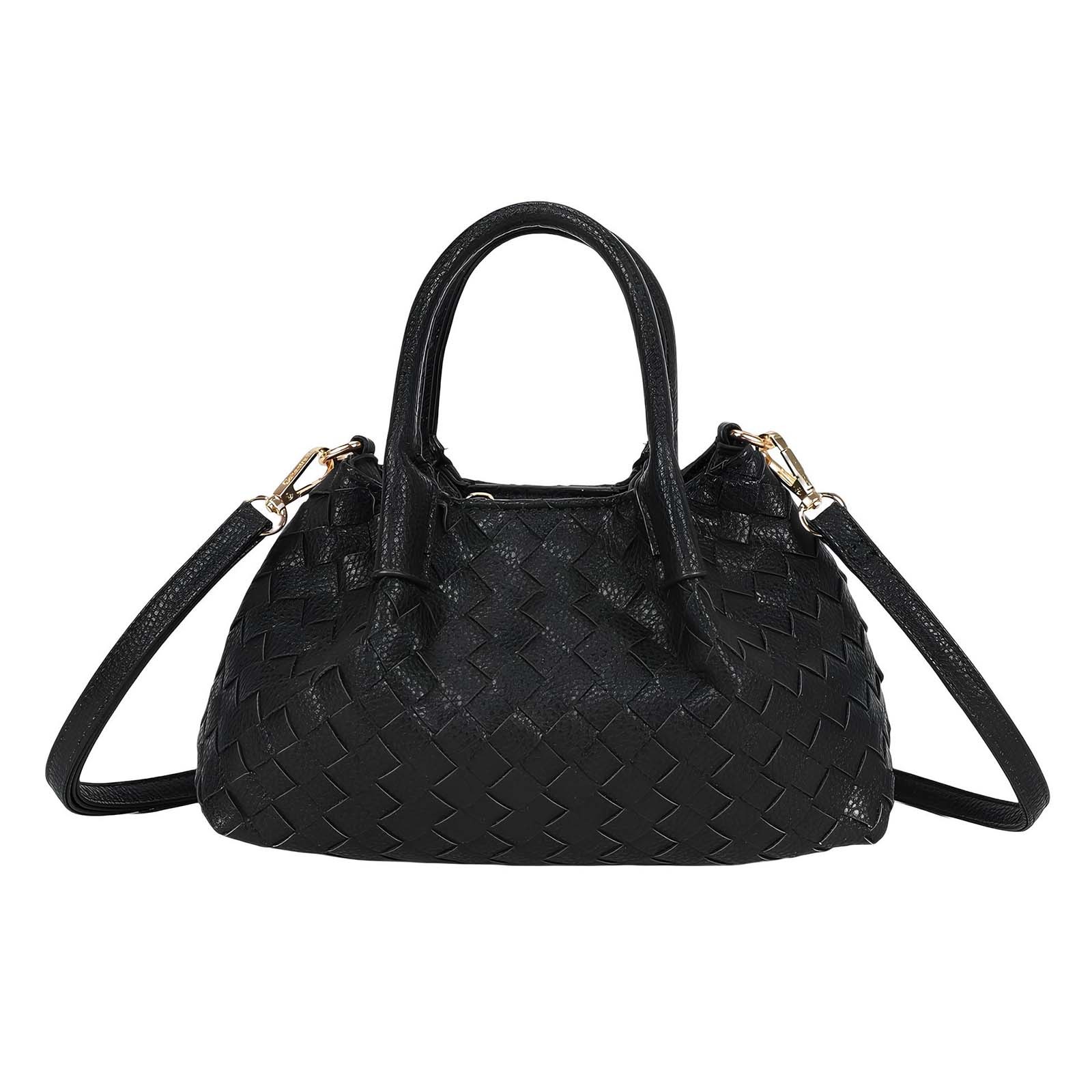 Bolso de Mano para Mujer Trenzado con Asas Rígidas y Bandolera Desmontable