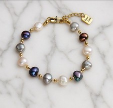 18K Real Gold Plated Freshwater Pearl Bracelet for Women Fashion Jewelry Gift