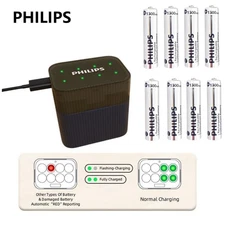 PHILIPS 8 Rechargeable AAA Lithium Batteries 1300mWh 2000 Cycle for Flashlight