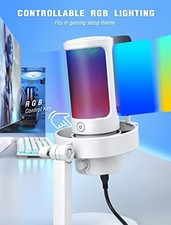 FIFINE USB PC RGB Microphone for Live Streaming, Gaming A8W - WHITE