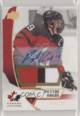 2019 Upper Deck Team Canada Juniors Premium Swatch 115/199 Peyton Krebs Auto 0iz