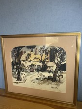 Graham Clarke / “The Thatchers” Vintage 1982 Print & Frame