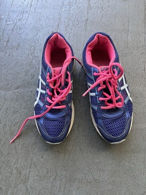 Ladies Purple Asics Shoes Size 5 w/ Hot Pink Laces