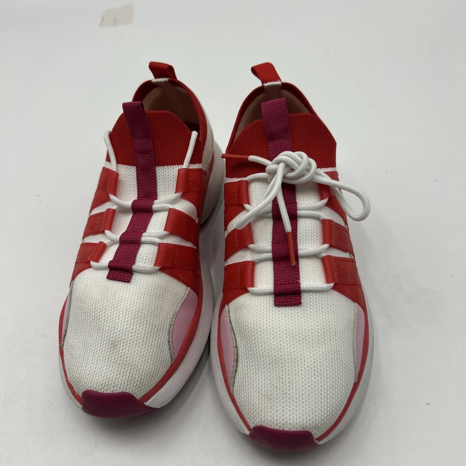 Nurture Response Boulder Chunky Sneakers Ladies 8 White Red Pnk Split Sole - Image 2 of 4