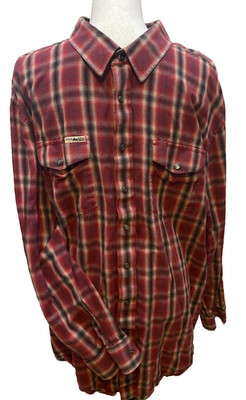 Powder River Outfitters 2XL Red Plaid Pearl Snap Lumberjack Rugged Shirt Chores