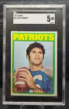 1972 Topps Jim Plunkett Rookie New England Patriots  (RC) -  SGC 5 EX #65