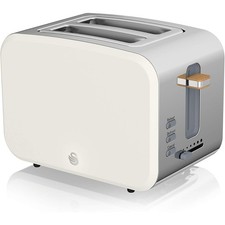 Image of Swan ST14610WHTN Nordic 2-Slice Toaster with Defrost/Reheat/Cancel Functions,