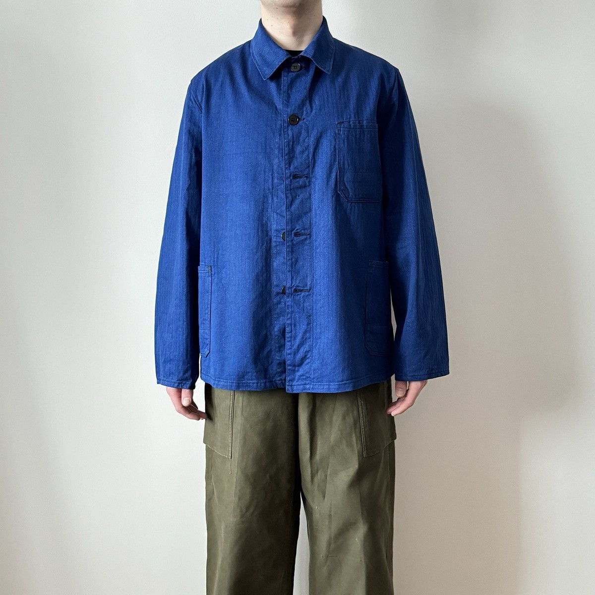 60sネイビー コーデュロイ スタジャン Jim EASTERN 67 60s vintage German HBT twill indigo faded blue workwear jacket