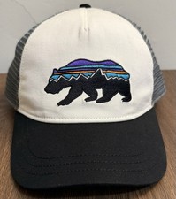 Patagonia Fitz Roy Bear Snapback Trucker Hat-adjustable -black-white-grey- mesh