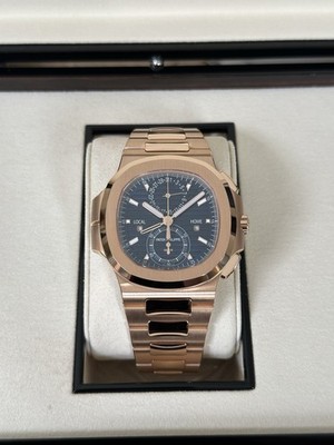 NEW Patek Philippe Nautilus 5990/1R Travel Time Chronograph Blue Dial Full Set