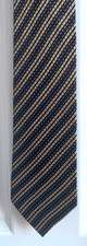 STEFANO RICCI MEN'S  DESIGNER SILK TIE  , BLACK/GOLD, STRIPED,  MADE IN ITALY