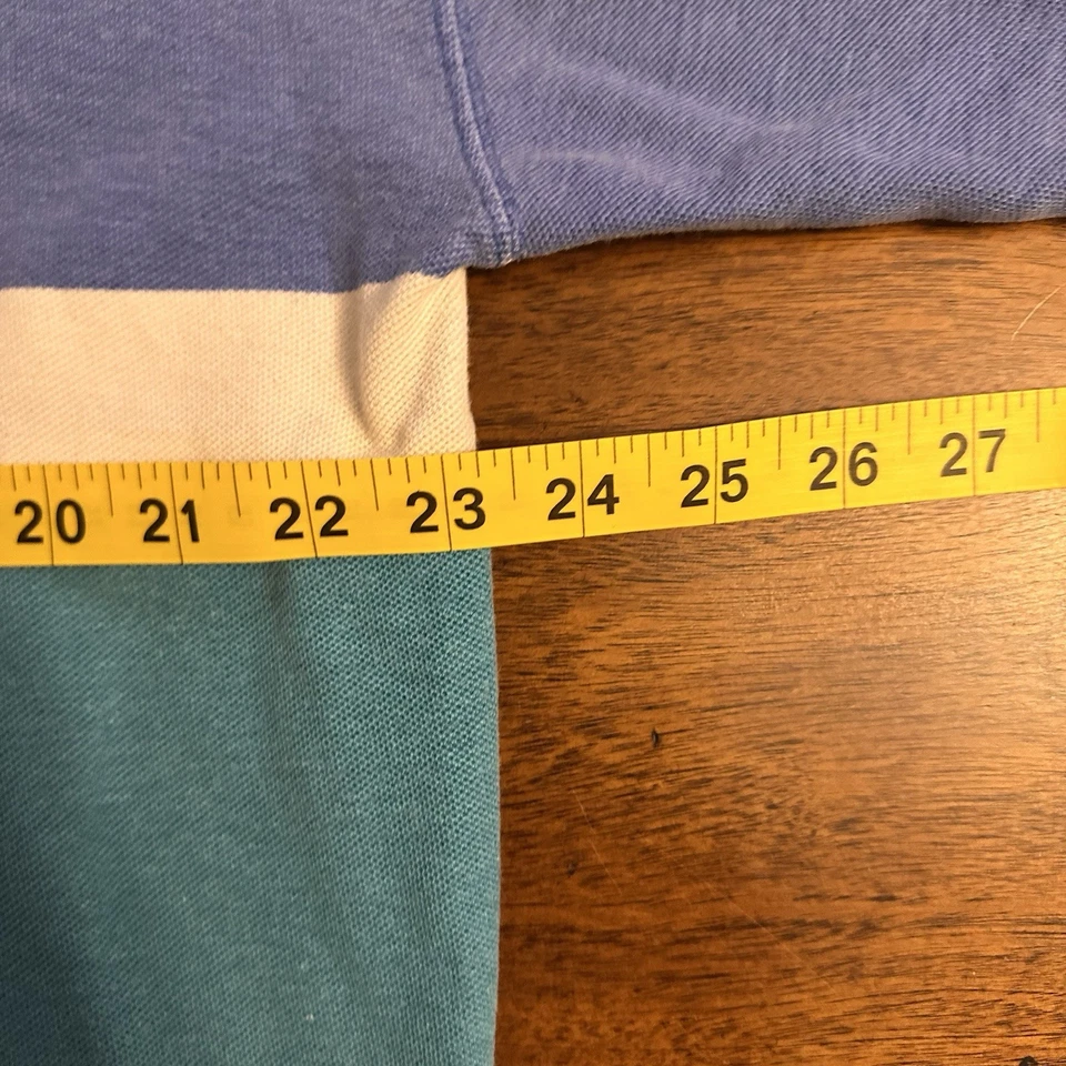 GANT Salty Dog Washed Rugby Shirt Large Blue Green Stripe - Image 4 of 4