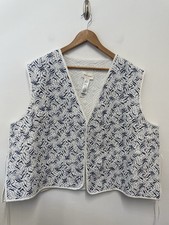 Per Una Wende-Steppweste Gr. 24 blau weiß reine Baumwolle mit Gürtel