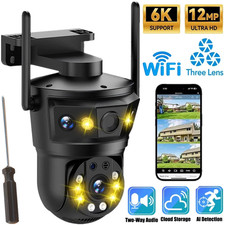 12MP 6K Triple Lens IP Camera Wireless WIFI Outdoor CCTV PTZ Home Security Cam