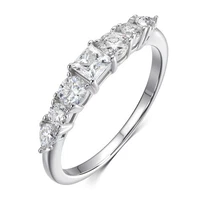 D/VVS1 Real Moissanite Half Eternity Band Engagement Ring 925 Sterling Silver