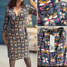Gok Wan Retro Print Wrap Dress Size UK 10 Short New With Tags 