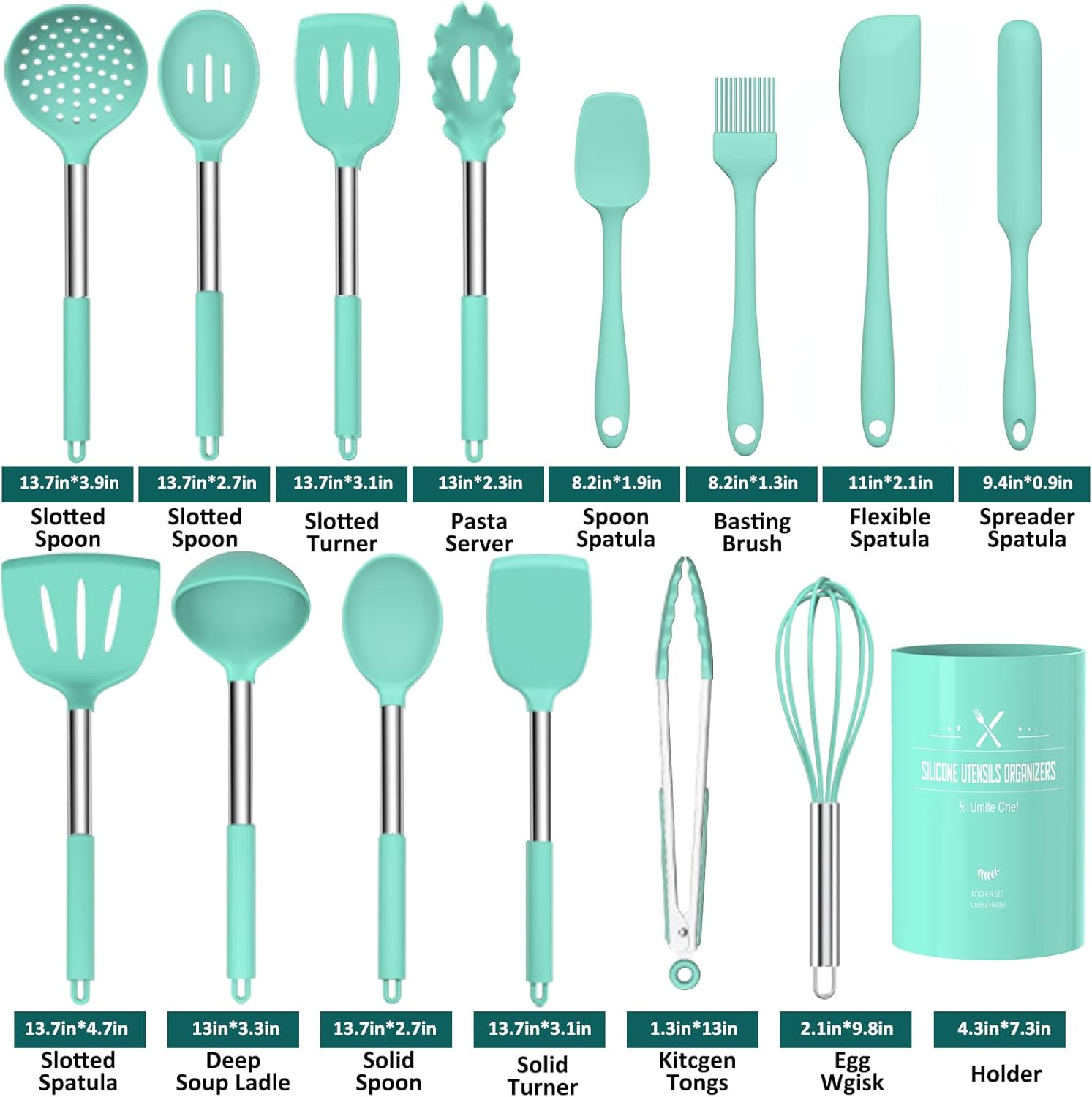 Silicone Cooking Utensil Set,  15Pcs Silicone Cooking Kitchen Utensils Set, Non-