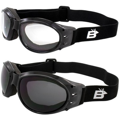 Birdz Eyewear Bald Eagle Padded Motorcycle Riding Safety Goggles 2 Pairs Black