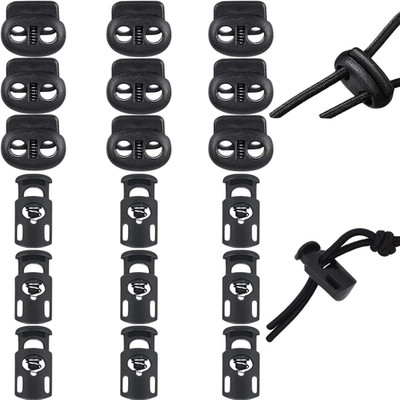 18 PCS Plastic Spring Cord Locks for Drawstring, Adjustable Single or Double Hol