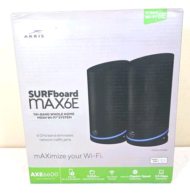 Arris Surfboard MAX 6E W161 Mesh Wi-Fi 6E System Black Tri-Band 6.6 Gbps 4-Ports
