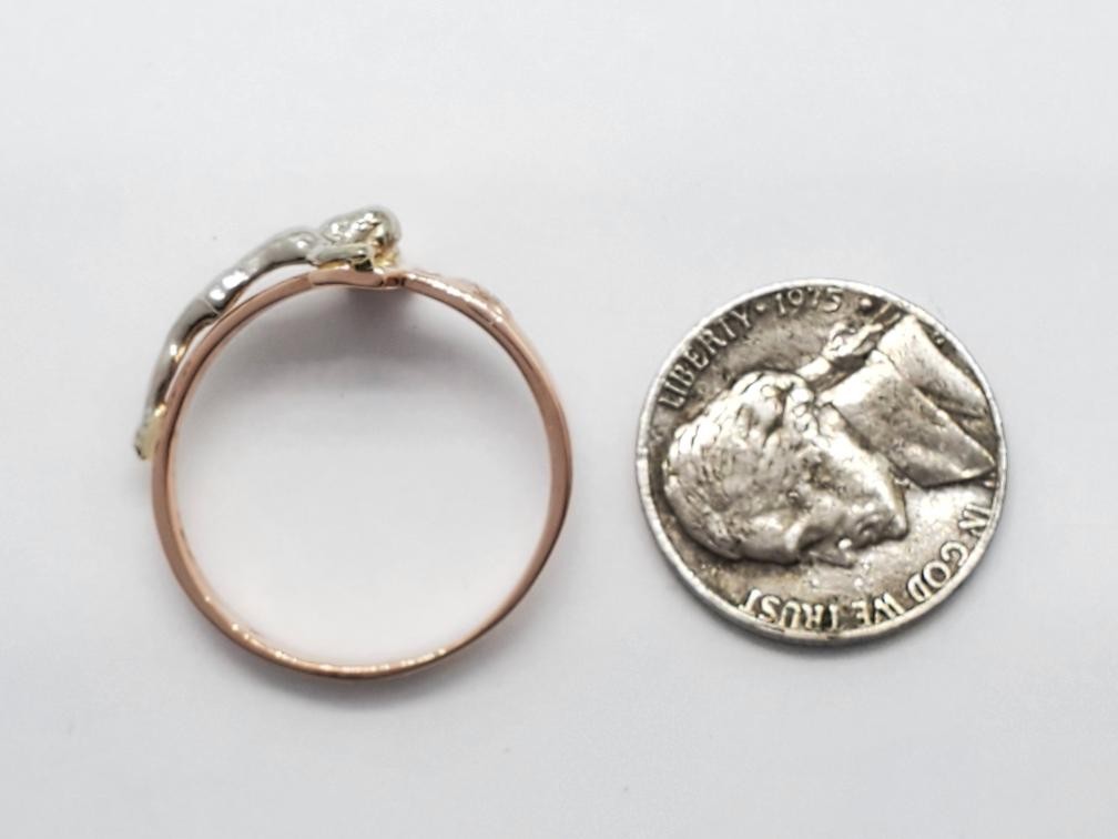 Diamond Solitaire Crucifix Ring Solid 10K Two Ton… - image 8