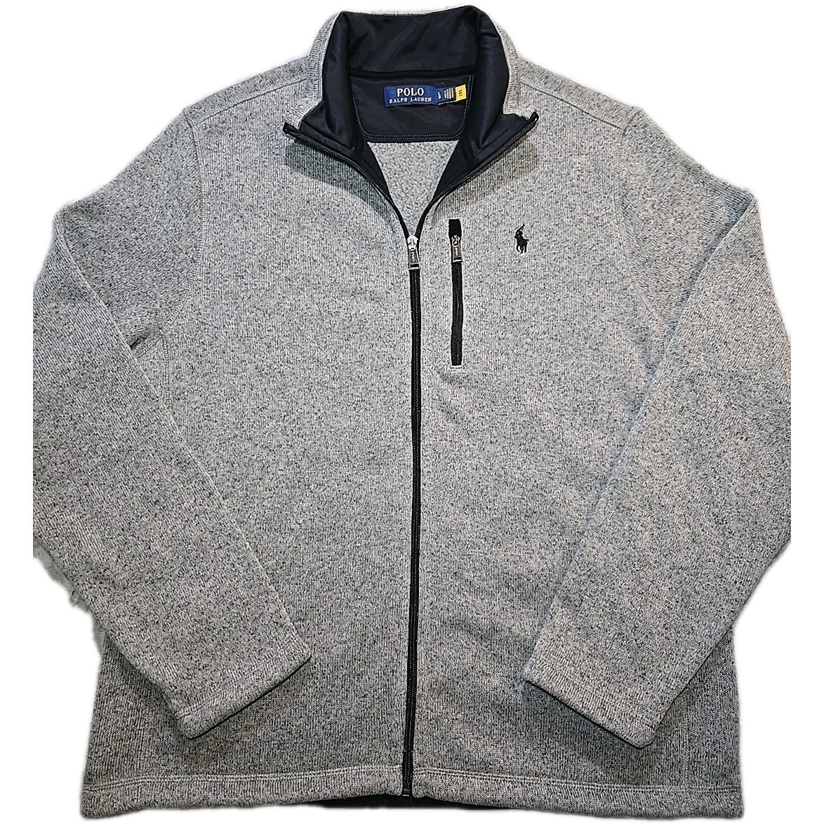 Ralph Lauren Polo Uomo Taglia L Grigio Pile Full Zip Giacca Cappotto Logo Pony