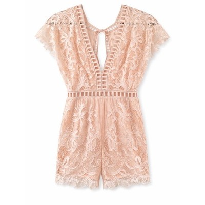 Solaris Style Blush Peach Lace  Romper Chic Sz Small