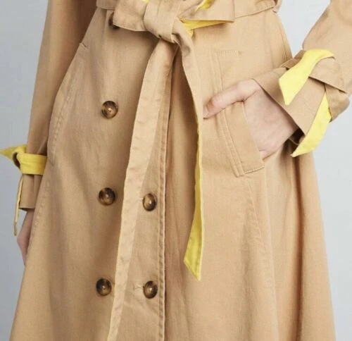 NWOT Modcloth Women's Classic Imagination Trench - Khaki/Yellow - Size M (B156) - Image 4 of 4