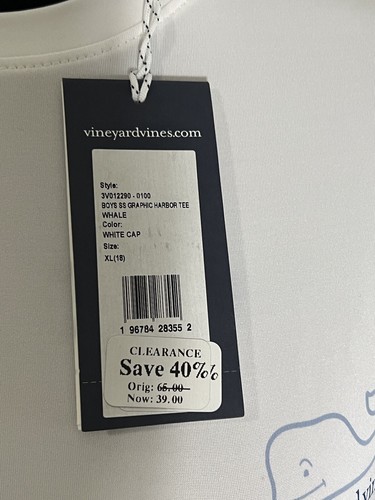 Vineyard Vines Performance Boys XL (18) White Whale Graphic Harbor T-Shirt - Picture 3 of 5