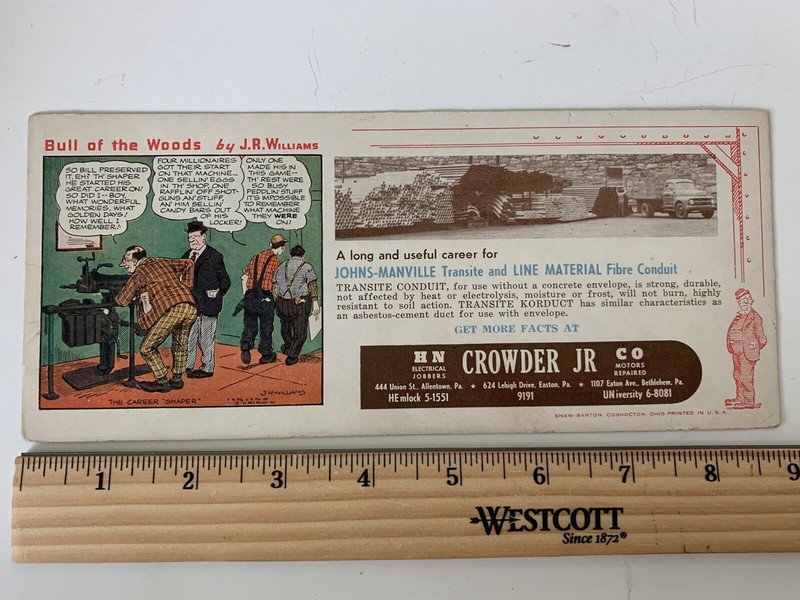 Crowder JR.  BLOTTER Advertising Cards BULL OF THE WOODS J.R. “The career Shaper