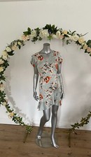 Floral Wrap Dress Frill Detail Tie Size Large Floral Print Size 10 New EK77