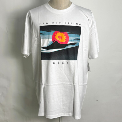 Obey Men's T-Shirt A New Day Rising White Size XL NWT Shepard Fairey