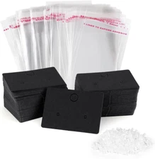 100 Pcs Earring Cards with 100Pcs Self Adhesive Bags for Earrings Jewelry Displa