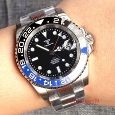 Tandorio GMT NH34A Automatic Men Watch 200M Waterproof Rotating Bezel Black Dial