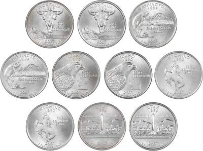 2007 P&D State Quarter 10 Coin Set BU Uncirculated Mint