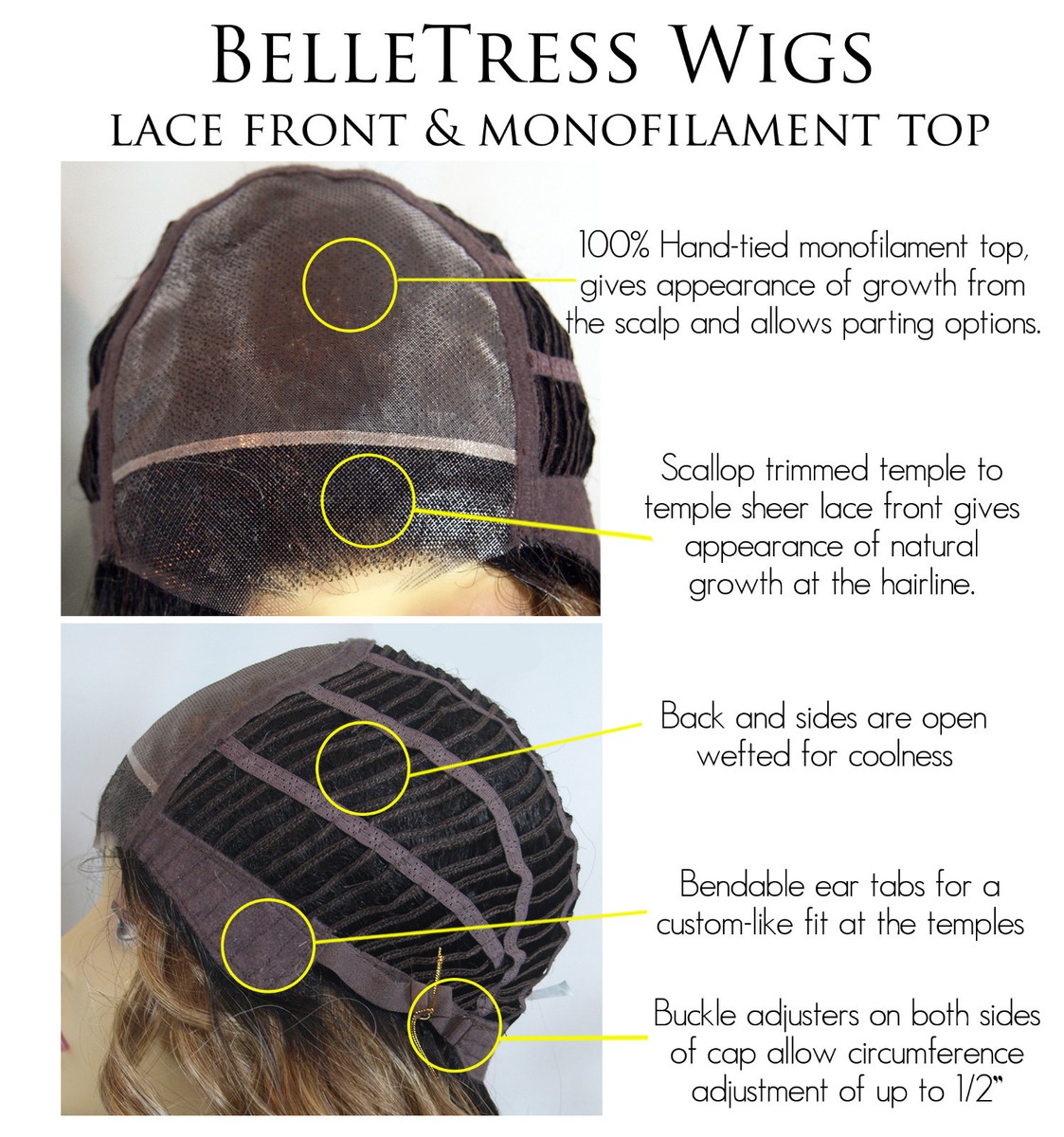 Belle Tress “ Woolala-E” full mono color Rootbeer float New Woolala E | Belle Tress | monofilament lace front | eBay main image 3