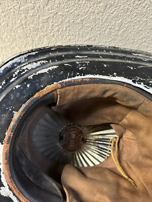 Vintage Cairns & Bro Metal Leather Firefighter Department Helmet