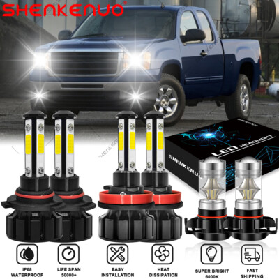LED Headlight + Fog Light Bulbs Set For 2007-2011 2012 2013 GMC Sierra 1500 2500